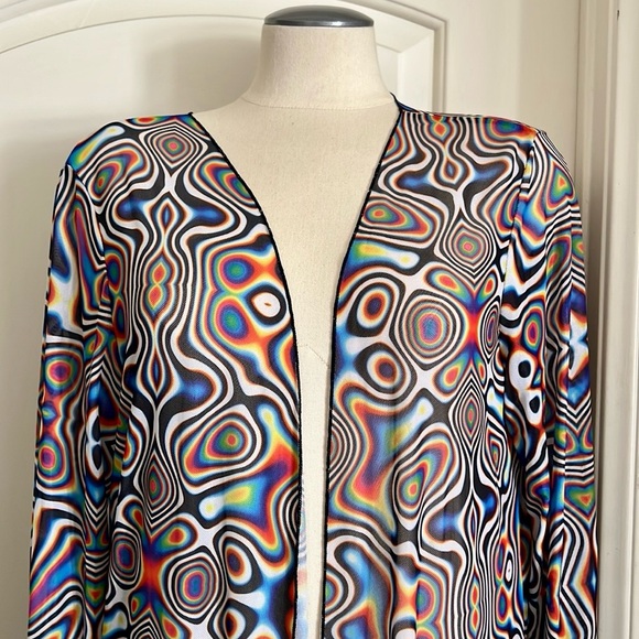 Shein / Longline Kimono / Geometric Patterned / Colorful - Picture 4 of 12